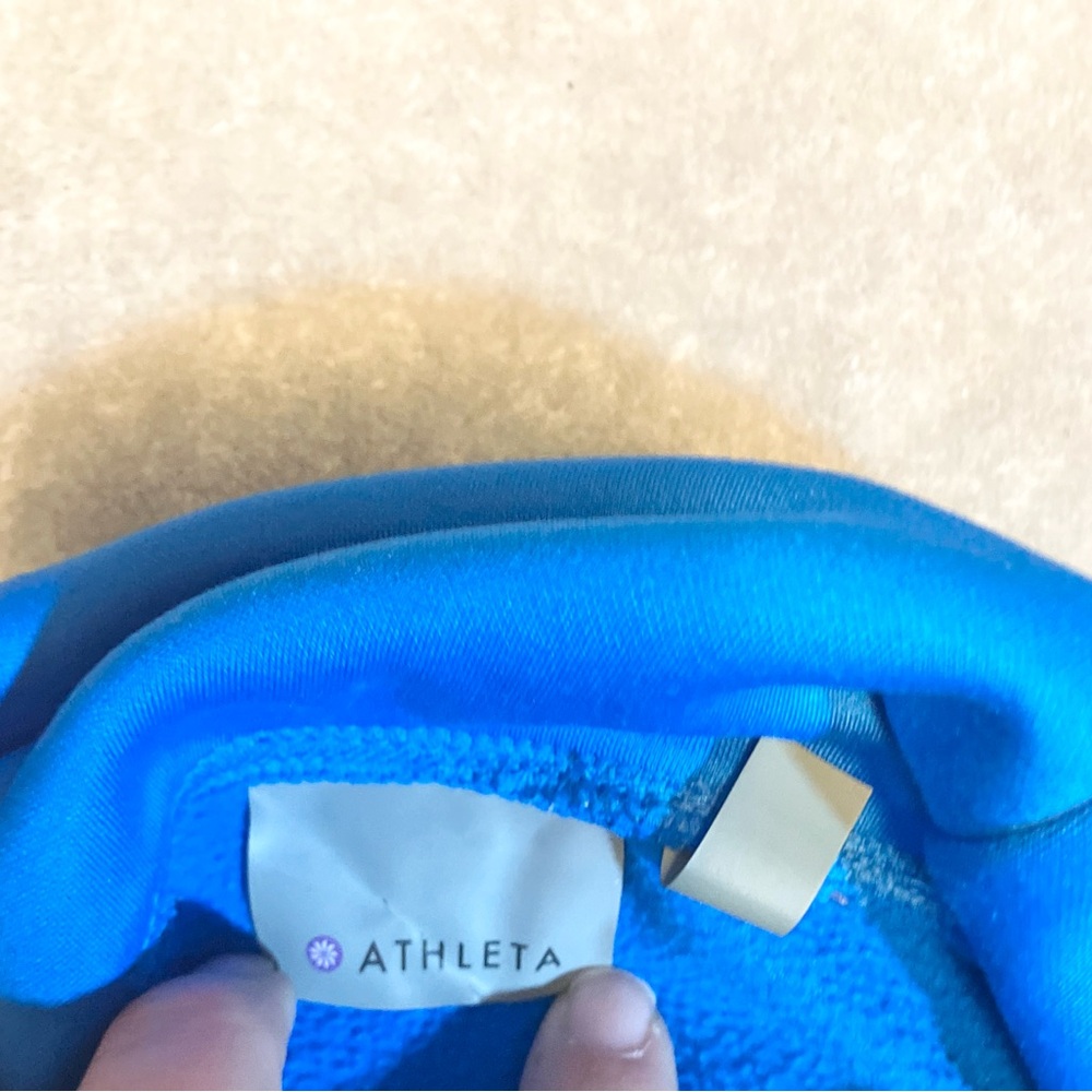 Athleta Womens Cowl Neck Athletic Sweatshirt Size S Small Blue Thumb Holes - Picture 3 of 10